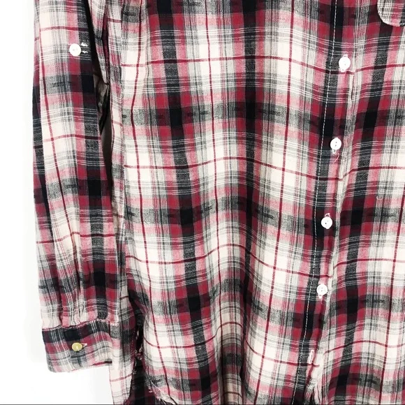 Ellison Plaid Button Down | Red White | Size Large - Picture 4 of 9